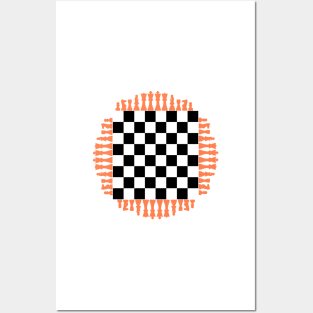 Online chess board game king, rook, bishop, queen, knight, and pawn. Posters and Art